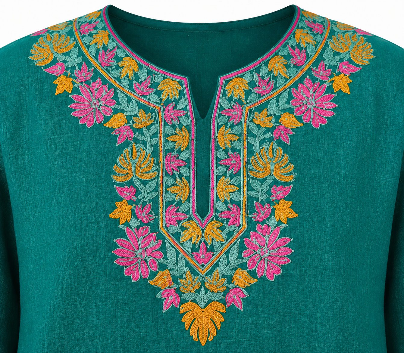 Kashmir Aari cotton Co-Ord Set | Dark Teal